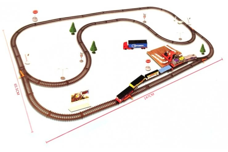 Детская железная дорога со станцией загрузки автомобилей Power Train World (762 см, на батарейках)