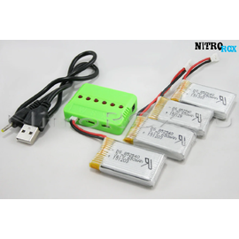 4 аккумулятора 650mAh + зарядное на 6 акб (для Syma X5SW, X5SC)