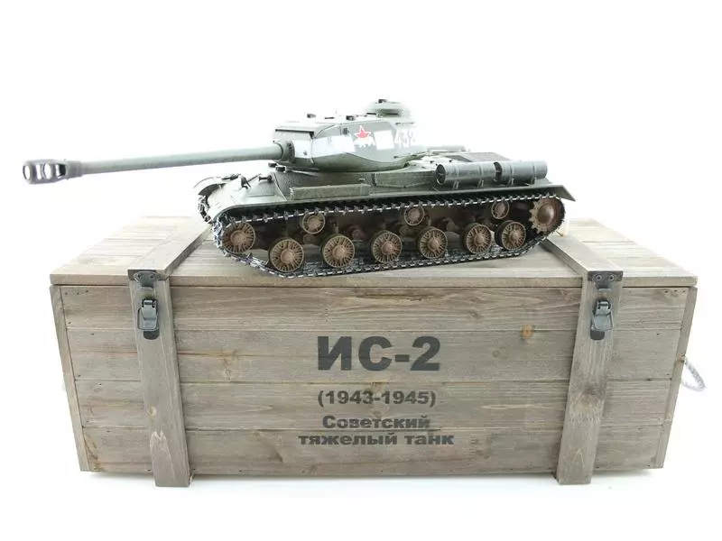 Радиоуправляемый танк Taigen ИС-2 модель 1944, СССР, зеленый, для ИК танкового боя, деревянная коробка RTR масштаб 1:16 2.4G - TG3928-1G-IR-BOX