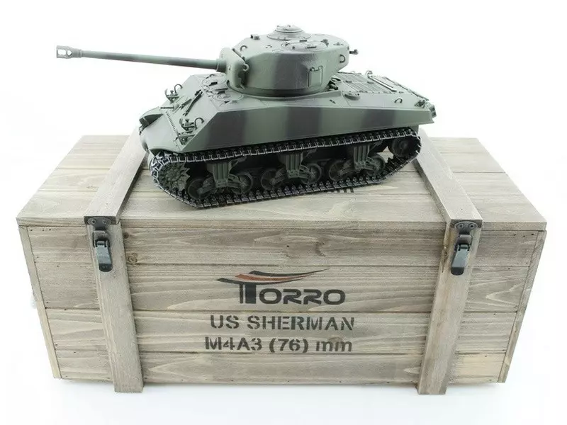 Радиоуправляемый танк Torro Sherman M4A3 76mm 1:16 2.4GHz ВВ-пушка, деревянная коробка - TR1114213060