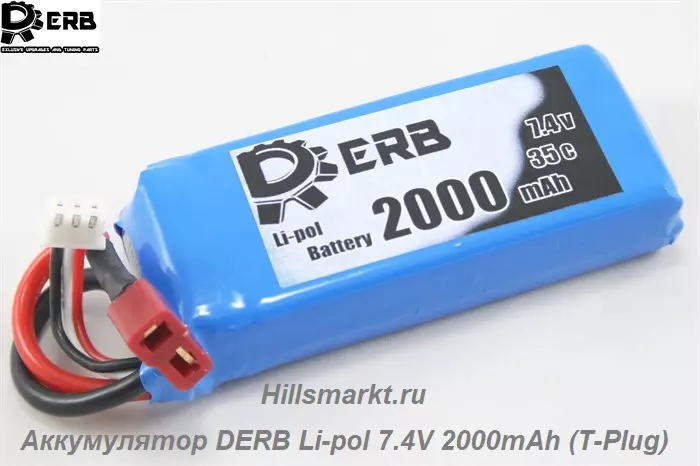 DB-7421 Аккумулятор DERB Li-pol 7.4V 2000mAh (T-Plug) для Remo Hobby Dingo 1/16