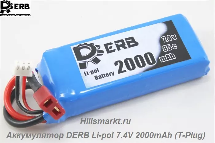 DB-7421 Аккумулятор DERB Li-pol 7.4V 2000mAh (T-Plug) для Remo Hobby S-evor 1/16