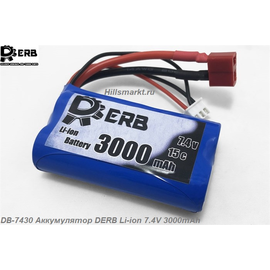DB-7430 Аккумулятор DERB Li-ion 7.4V 3000mAh для Remo Hobby Rocket 1/16