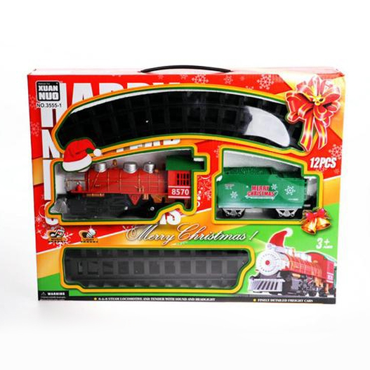 Новогодняя детская железная дорога Merry Christmas (На батарейках, 12 деталей)