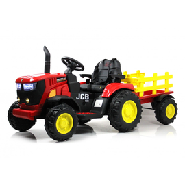 Электромобиль трактор с прицепом JCB O555OO красный