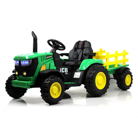 Электромобиль трактор с прицепом JCB O555OO зеленый