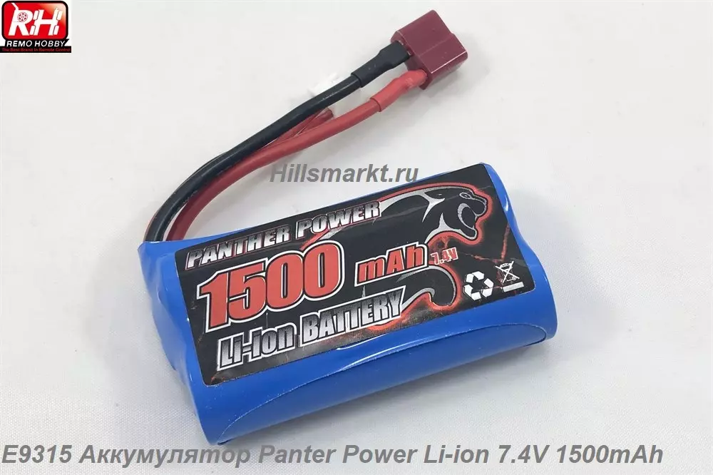 E9315 Аккумулятор Panter Power Li-ion 7.4V 1500mAh для Remo Hobby S-evor 1/16