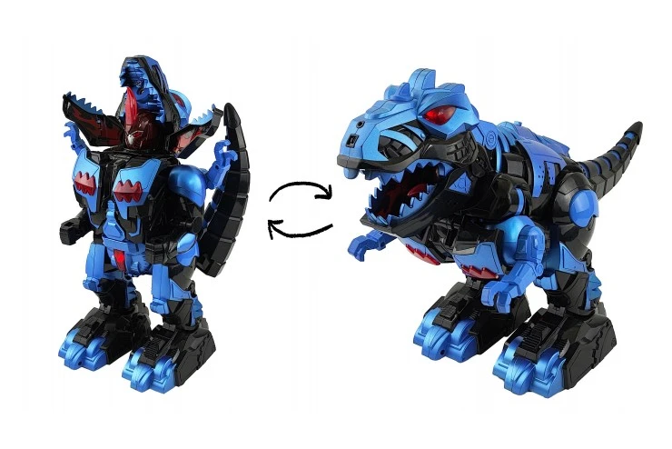 Робот трансформер динозавр Tyrant Dragon на пульте управления (Свет, звук, пар) Defa Toys DT-6033-BLUE