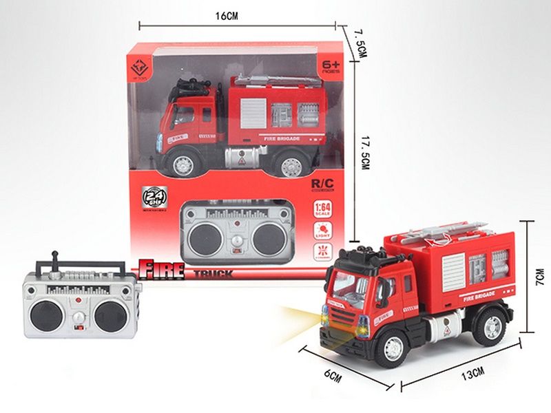 Р/У Пожарная машина малая c бочкой для воды YP Toys 6164Q3, cдвигается стрела, свет, 2.4G 1/64 RTR