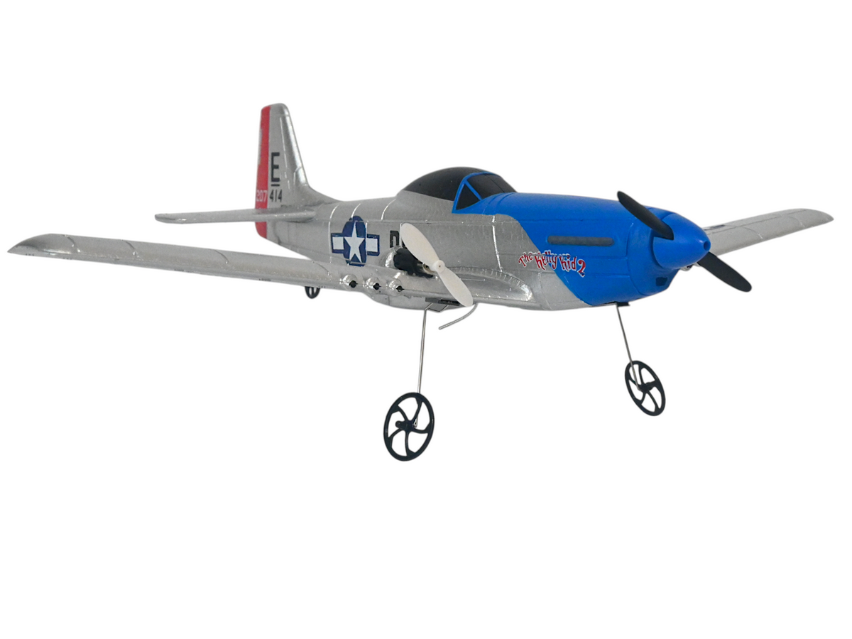 Радиоуправляемый самолет Volantex RC Mustang 400мм (синий) 2.4G 2ch LiPo RTF with Gyro