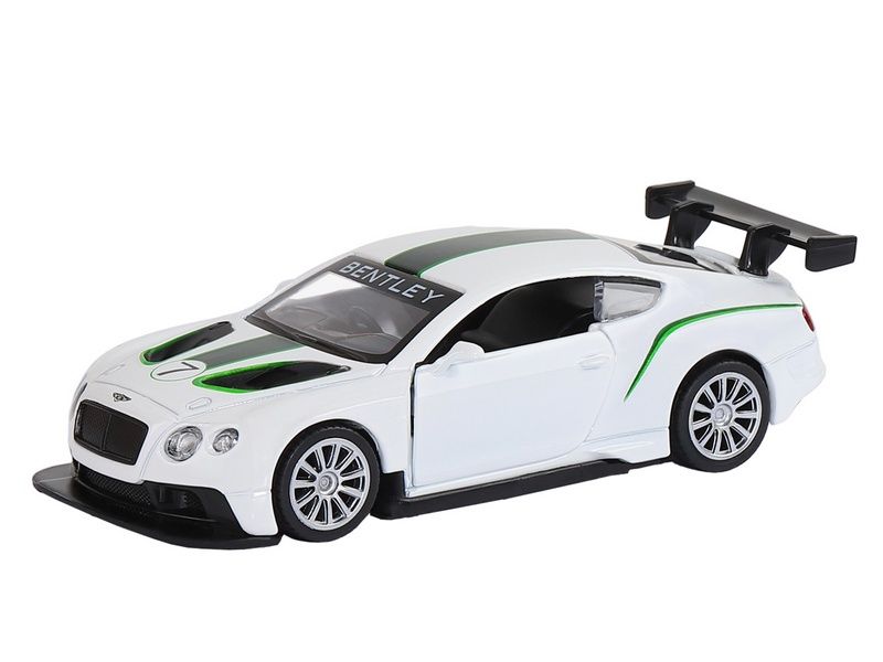 Машина "АВТОПАНОРАМА" Bentley Continental GT3, белый, 1/43, инерция, в/к 17,5*12,5*6,5 см