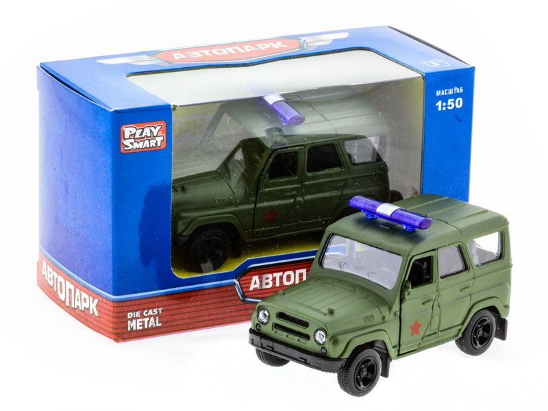 Машина "АВТОПАНОРАМА" инерц. УАЗ (армия) 1/50, в/к 12*7*5,5 см