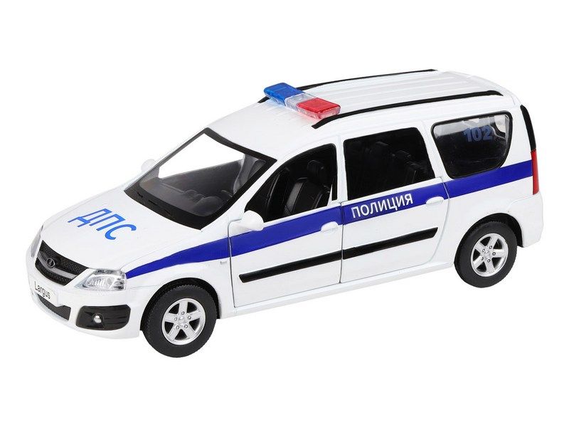 Машина "АВТОПАНОРАМА" LADA LARGUS "Полиция", 1/24, свет, звук, инерция, в/к 24,5*12,5*10,5 см
