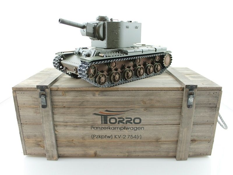 P/У танк Torro КВ-2 1/16 2.4G, СССР, зеленый, ИК-пушка, деревянная коробка