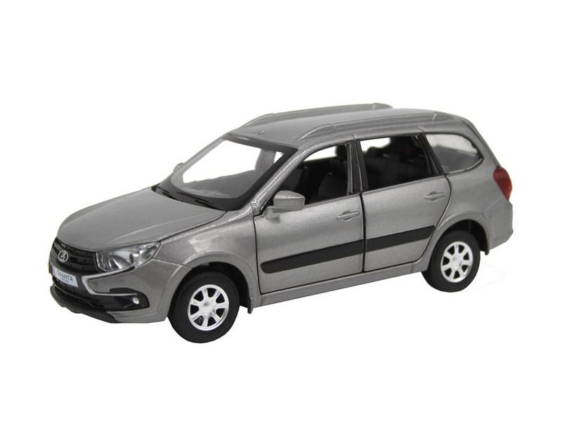 Машина "АВТОПАНОРАМА" LADA GRANTA CROSS, серый, 1/24, свет, звук, инерция, в/к 24,5*12,5*10,5 см