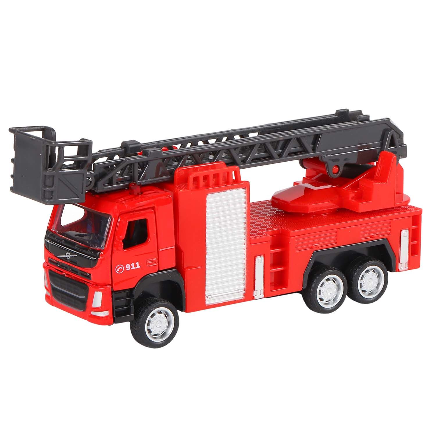 Машина "АВТОПАНОРАМА" VOLVO FM "Пожарная служба", красный, 1/72, инерция, в/к 17,5*13*6,5 см