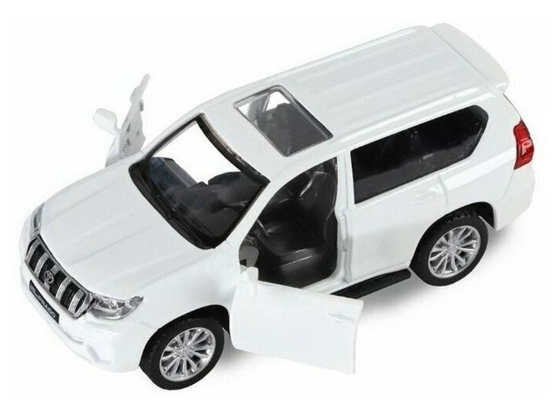 Машина "АВТОПАНОРАМА" Land Cruiser Prado, белый, 1/42, инерция, откр. двери, в/к 17,5*12,5*6,5 см