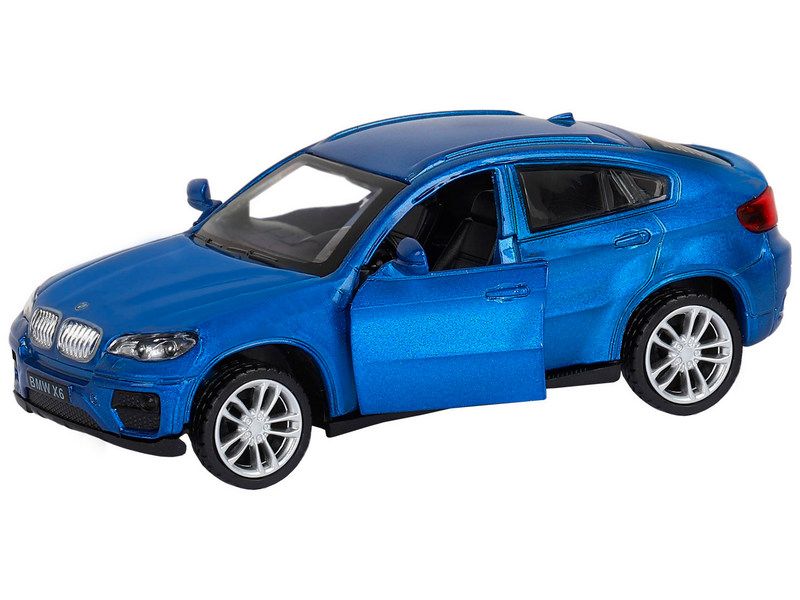 Машина "АВТОПАНОРАМА" BMW X6, 1/43, синий, инерция, откр. двери, в/к 17,5*12,5*6,5 см