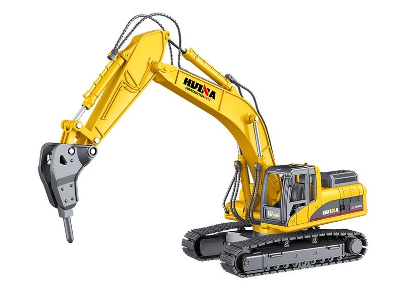 Металлический экскаватор с отбойным молотом HUI NA TOYS 1/40